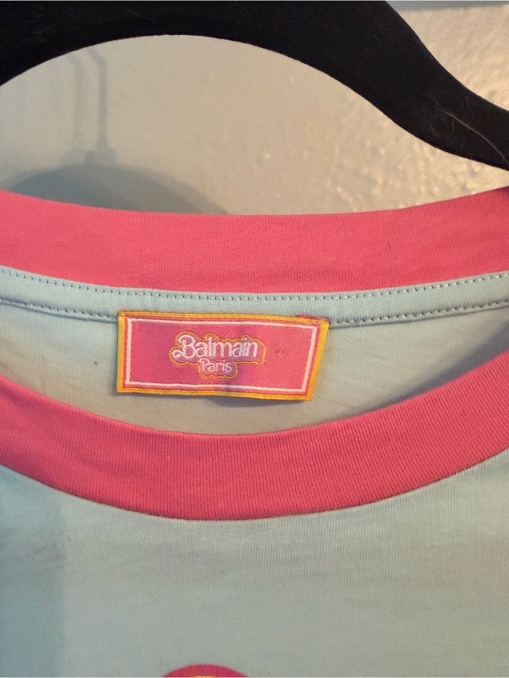 Balmain x Barbie Cropped Light Blue & Pink Star Graphic Tee - Picture 3 of 4